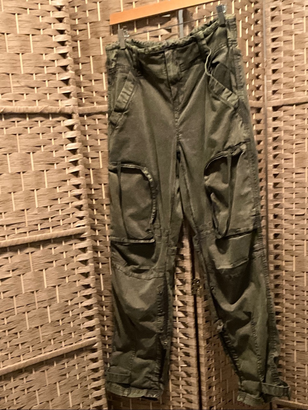 Free People womens Olive Green Cargo Pants - Utility Pockets